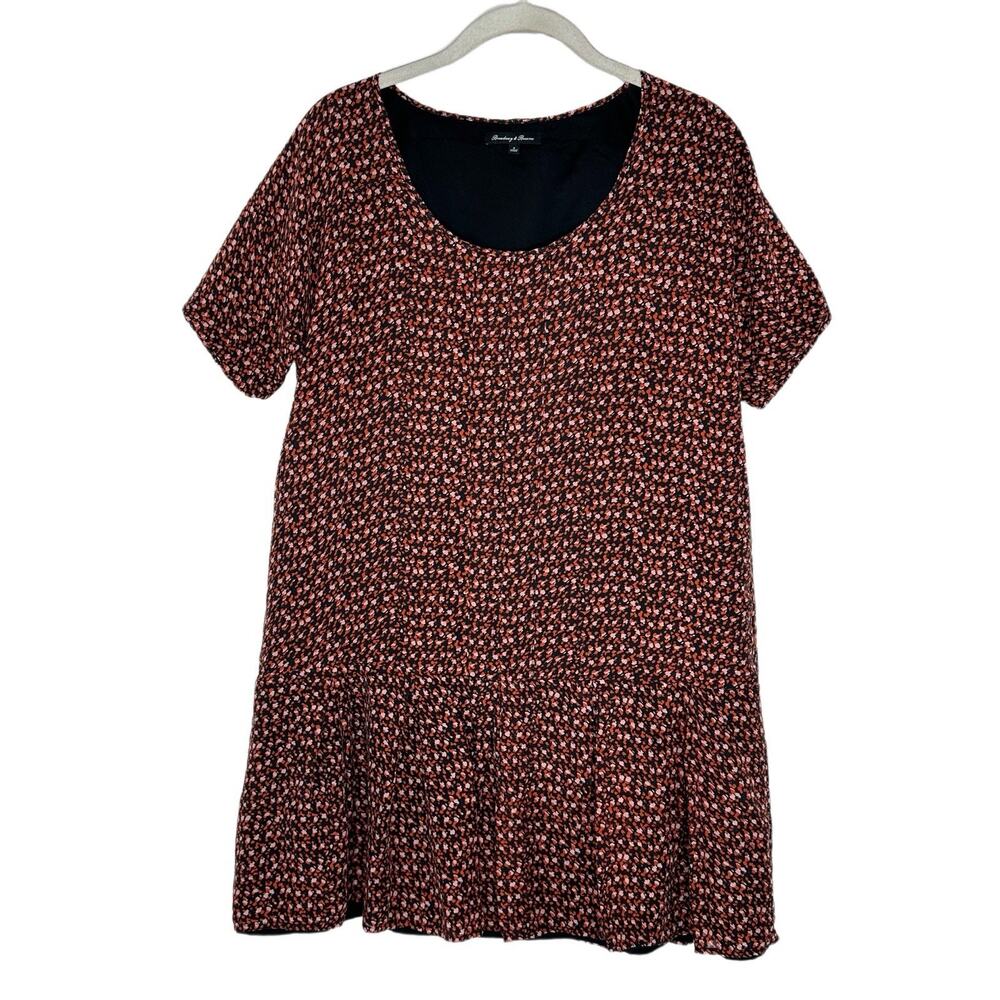 Broadway & Broome Womens Silk Floral Black Short Sleeve Mini Tunic Dress Sz 2